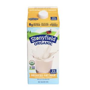 Stoneyfield Organic 2% Milk 1/2 GALLON