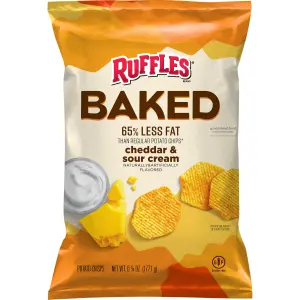 Ruffles Baked Cheddar and Sour Cream Flavored Potato Crisps, 6.25 oz Bag