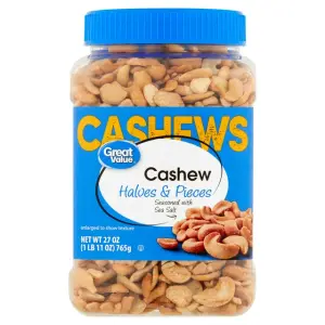 Great Value Cashew Halves & Pieces, 27 oz With New Look
