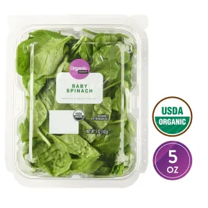 Marketside Organic Baby Spinach Salad, 5 oz Clam Shell, Fresh
