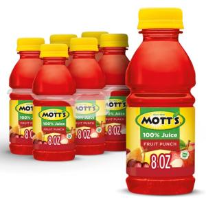 Mott's 100% Fruit Punch Juice, 8 fl oz bottles, 6 pack