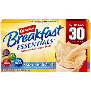 Carnation Breakfast Essentials Nutritional Drink Mix, Vanilla Or Chocolate (30 Ct.)